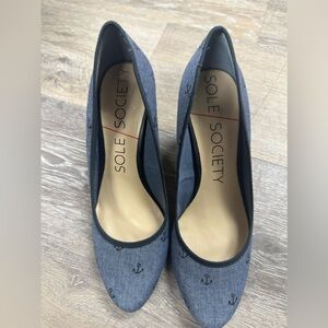 Sole Society Closed Toe Wedge Heel Blue Tone Size 6M EUR 36